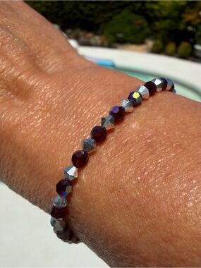 Swarovski Style Crystal Stretch Bracelet Multicolor Faceted Beads